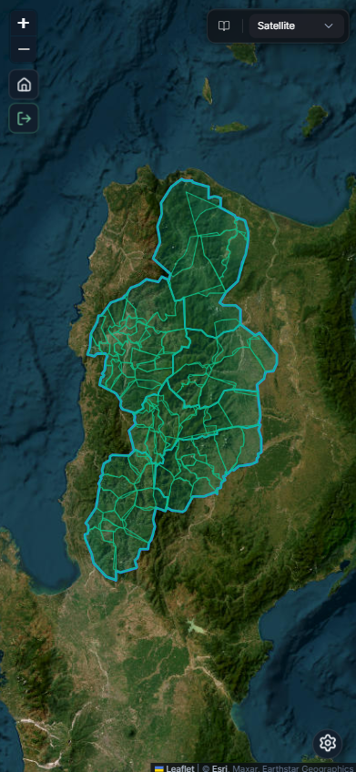 Mobile view of the GeoStratum map interface