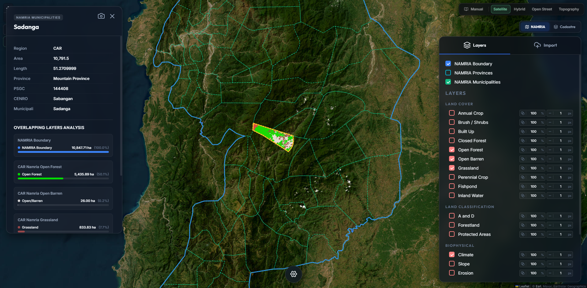 Map view with CAD municipality boundary layer active